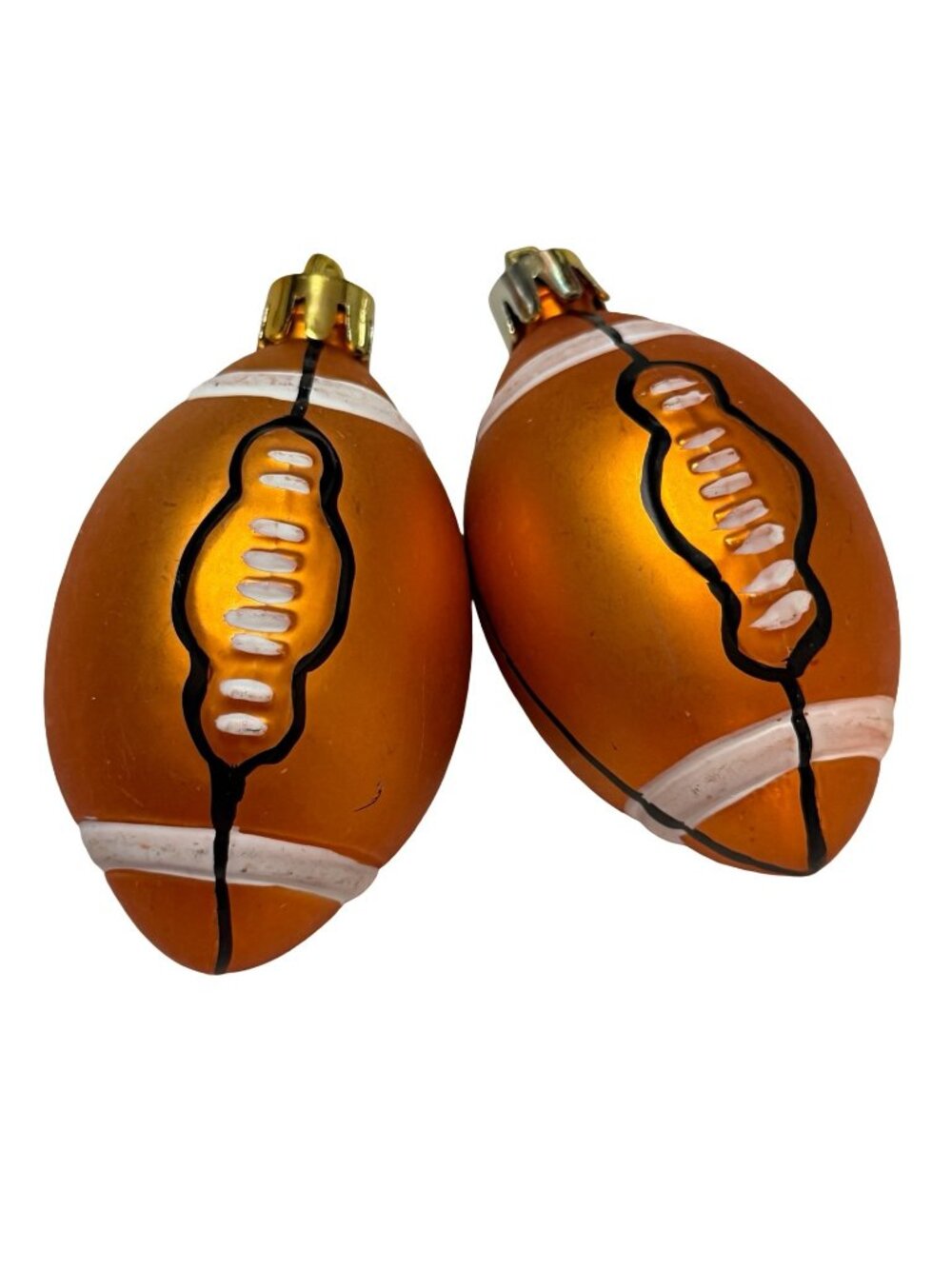 Hobby Lobby Glass Football Christmas Ornaments Set of 2 Brown Sports 3.5"